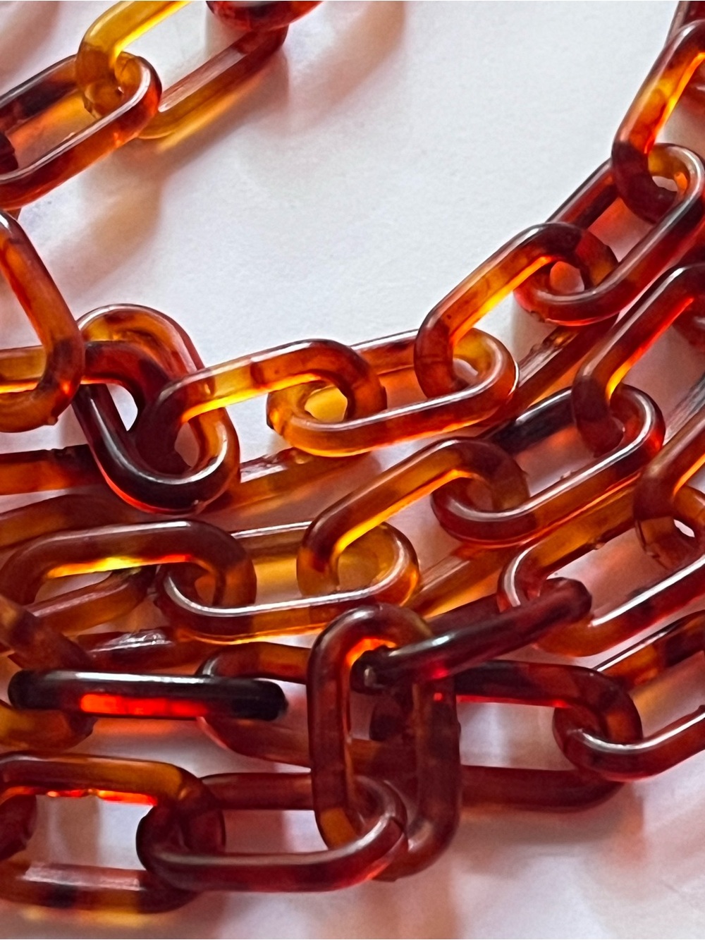 Miriam Haskell Vintage  Faux Tortoise Plastic Chain Two-Strand Necklace - Picture 3 of 16